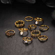Load image into Gallery viewer, Vintage Flower Midi Rings 10pcs Set