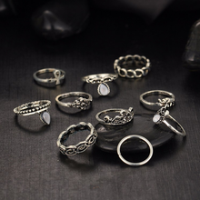 Load image into Gallery viewer, Vintage Flower Midi Rings 10pcs Set