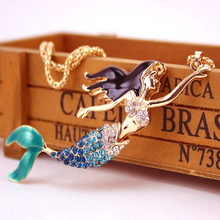 Load image into Gallery viewer, Mermaid Blue Rhinestone Pendant