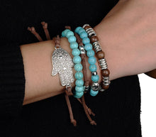 Load image into Gallery viewer, Hamsa Four Rope Turquoise Bracelet