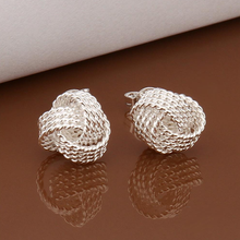 Load image into Gallery viewer, Silver Mesh Stud Earring