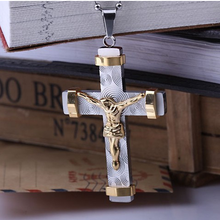 Load image into Gallery viewer, 24K Gold Plated Two Tone Cross Pendant