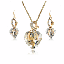 Load image into Gallery viewer, Crystal Gem Heart Necklace Set