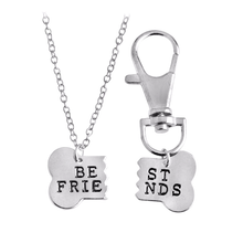 Load image into Gallery viewer, Best Friend Dog Bone Pendant Keychain Set
