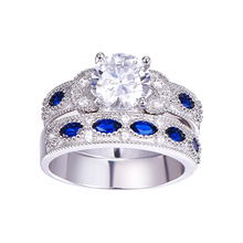 Load image into Gallery viewer, Solid Sapphire Crystal Ring Set
