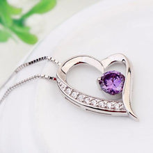 Load image into Gallery viewer, Crystal Heart Silver Pendant(Purple)
