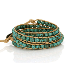 Load image into Gallery viewer, Natural Turquoise Stone Wrap Bracelet

