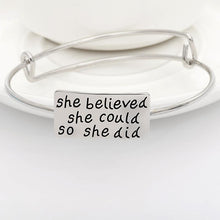 Load image into Gallery viewer, She Believed Adjustable Charm Bangle

