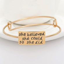 Load image into Gallery viewer, She Believed Adjustable Charm Bangle
