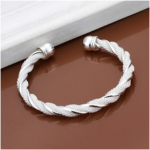 Load image into Gallery viewer, Silver Braided Cuff Bangle
